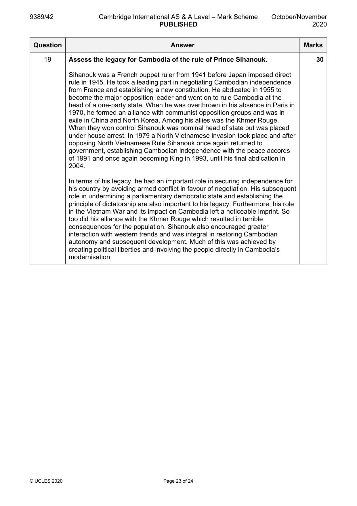 Mark scheme, page 23 of 24