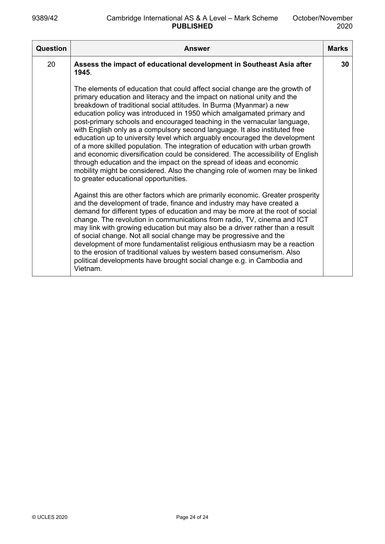 Mark scheme, page 24 of 24
