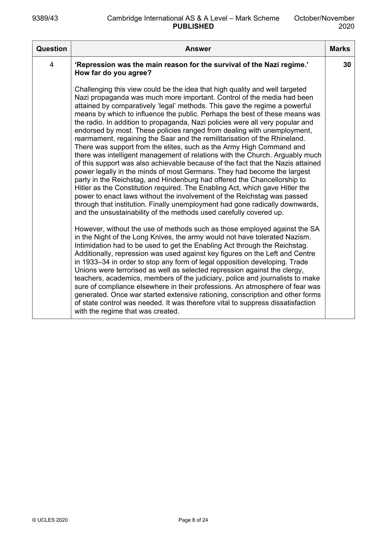 Mark scheme, page 8 of 24