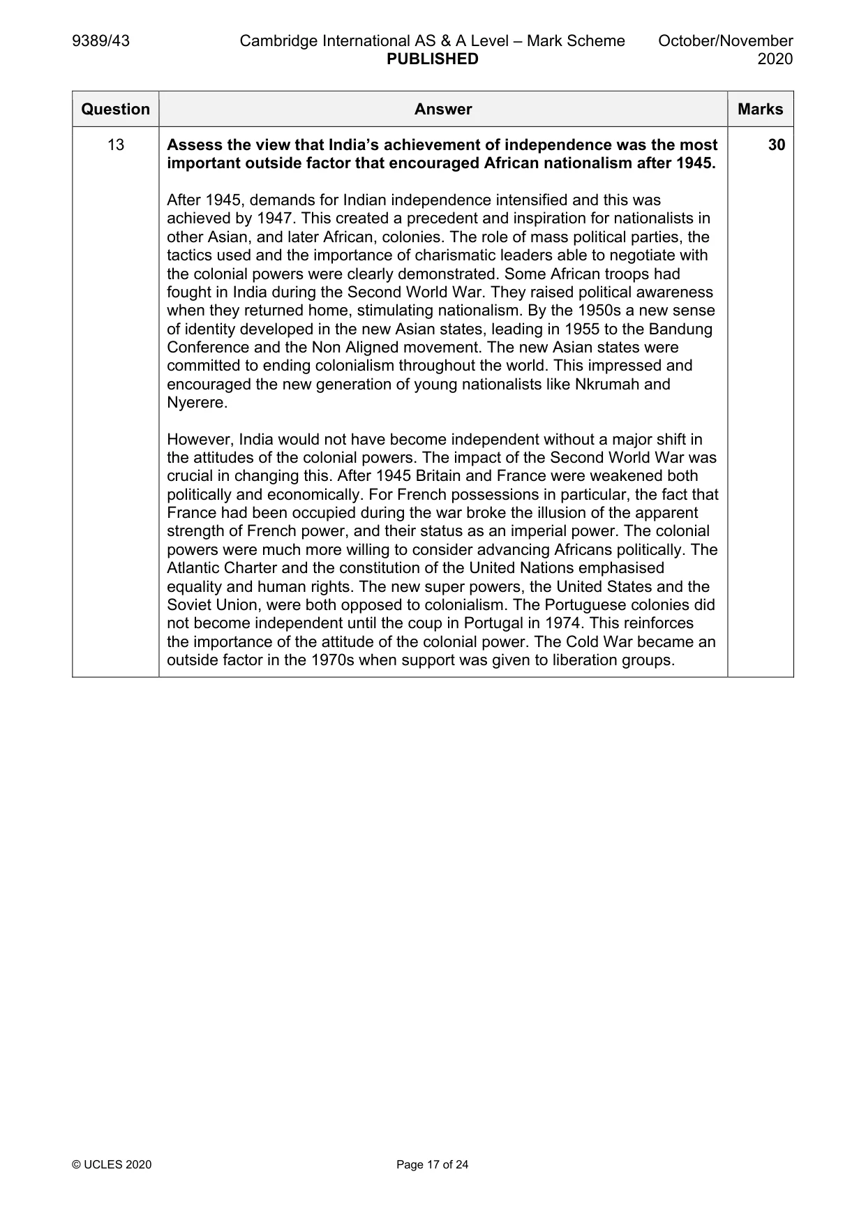 Mark scheme, page 17 of 24