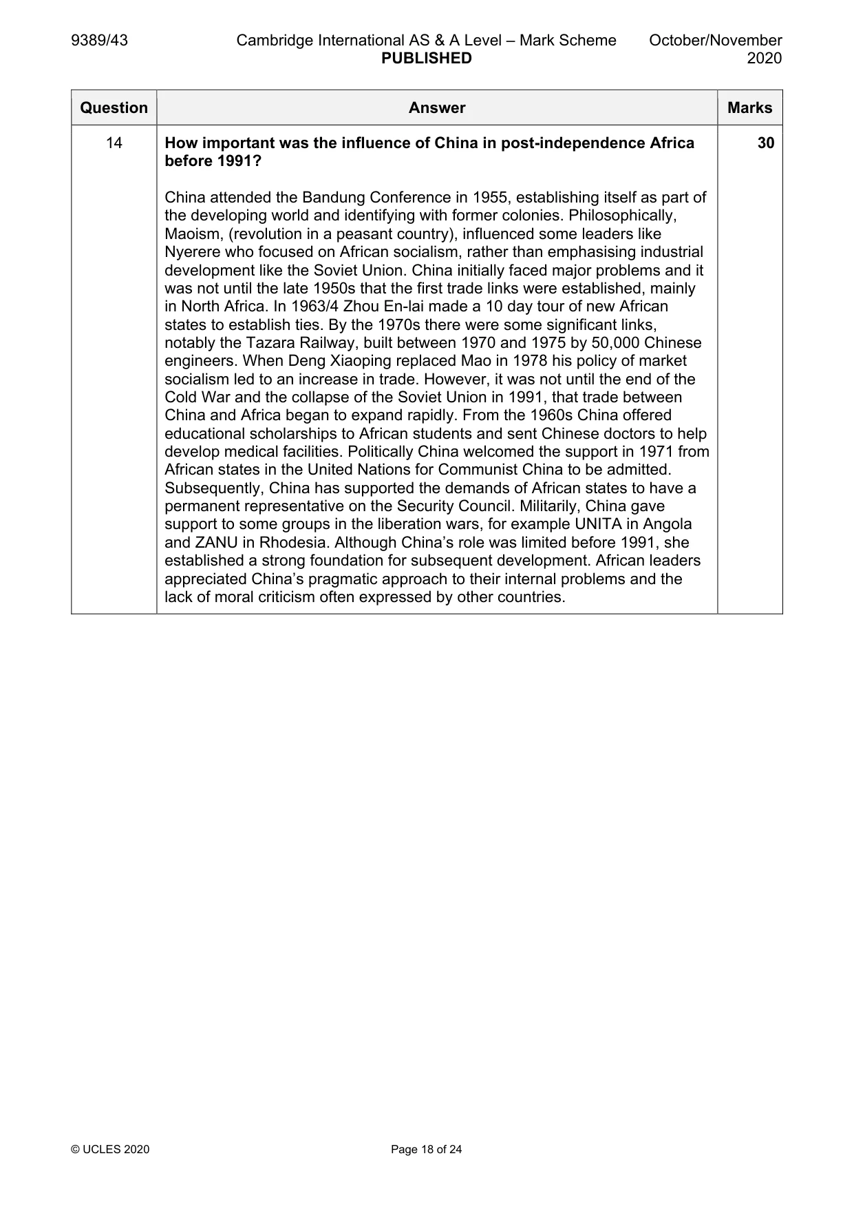 Mark scheme, page 18 of 24