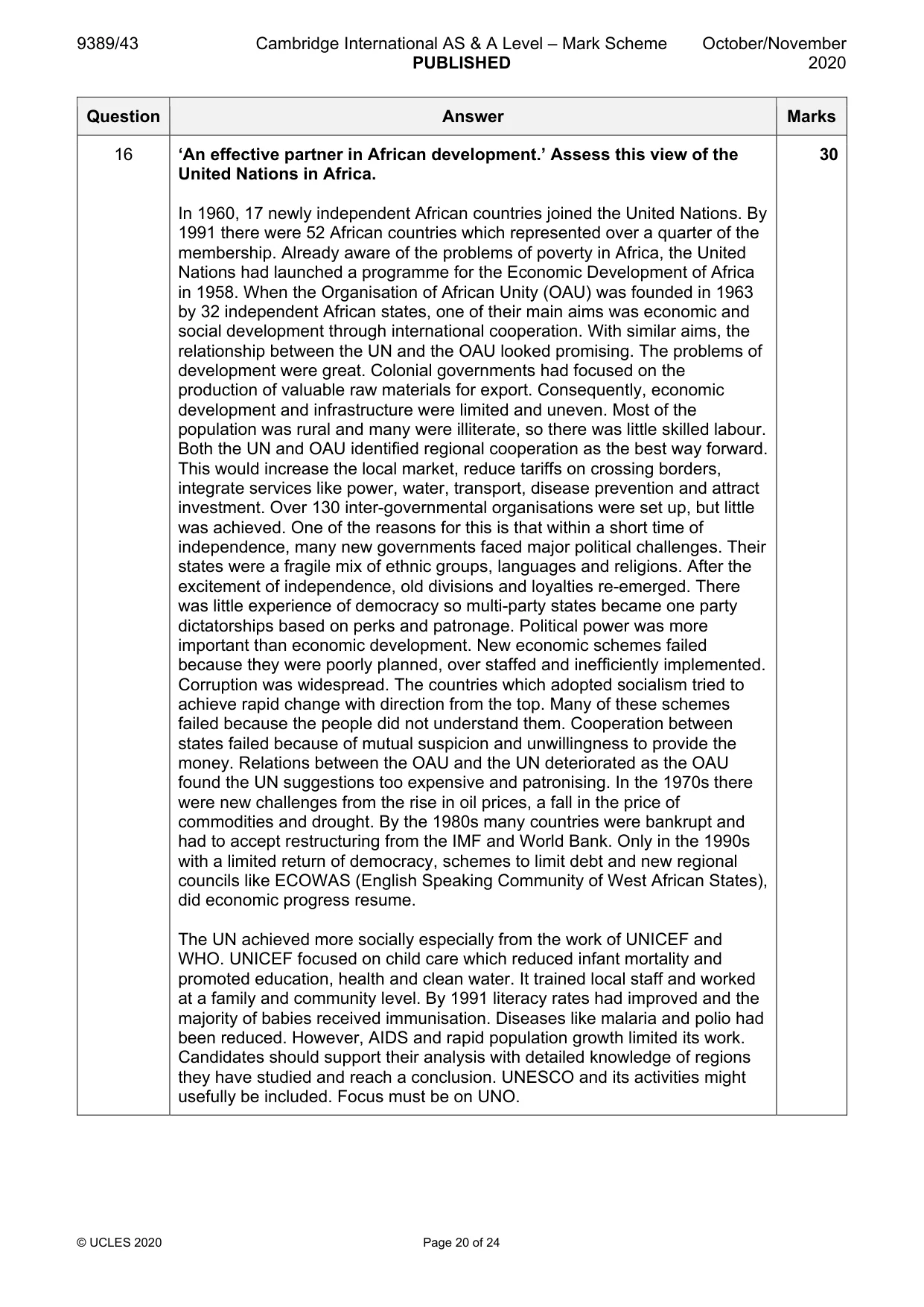 Mark scheme, page 20 of 24