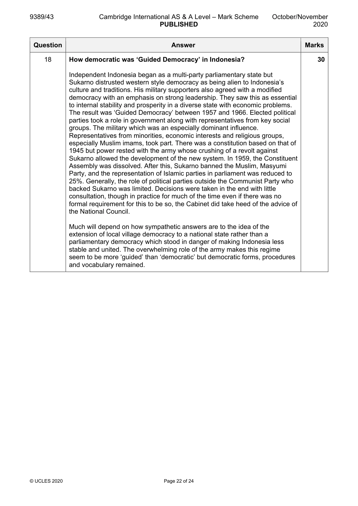 Mark scheme, page 22 of 24