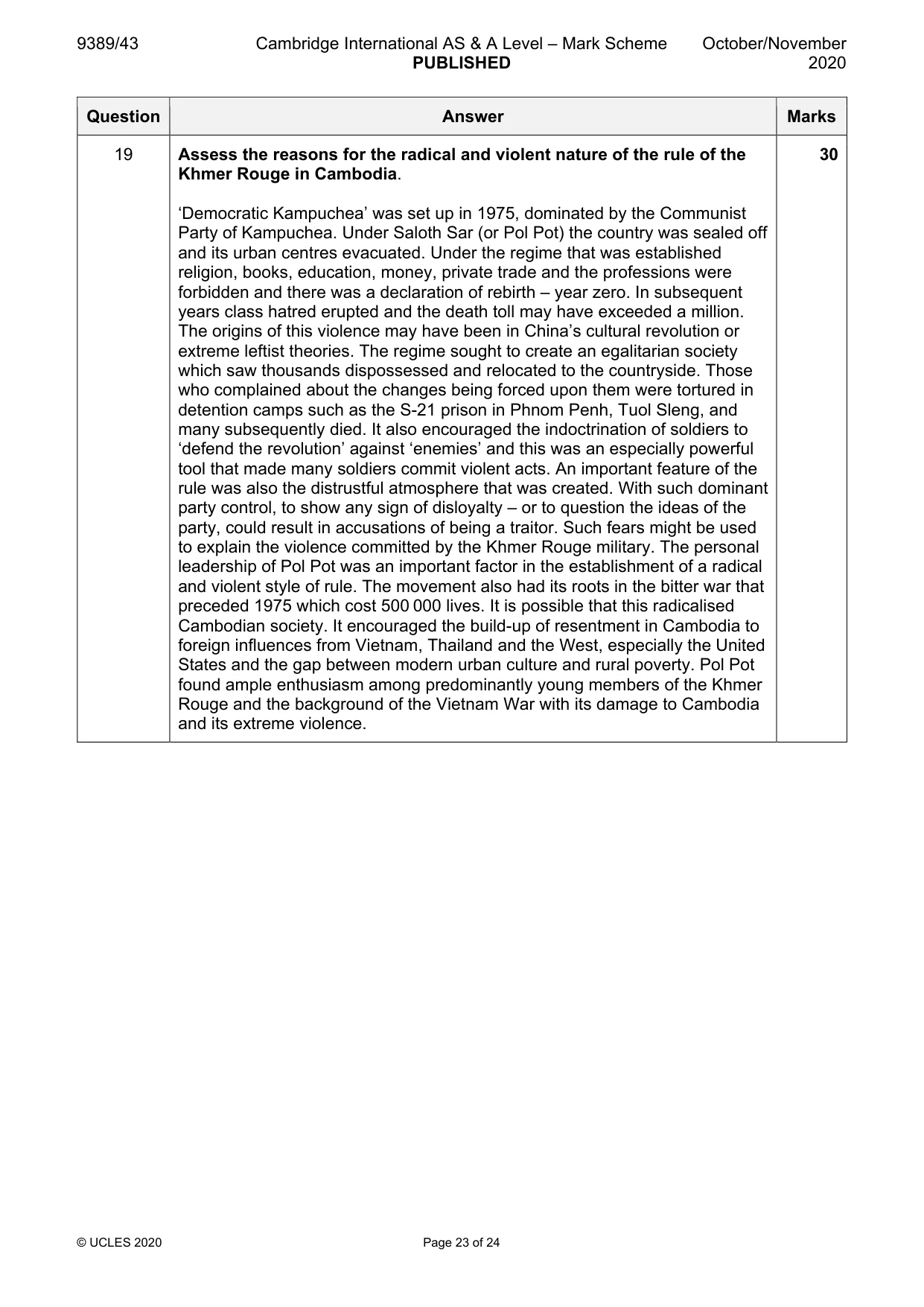 Mark scheme, page 23 of 24