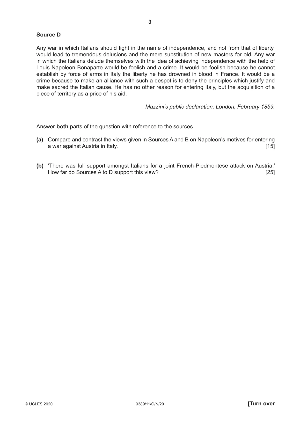 Cambridge A Level History 9389 2020 Oct/Nov Paper 1 · Variant 1 question paper, page 3 of 8