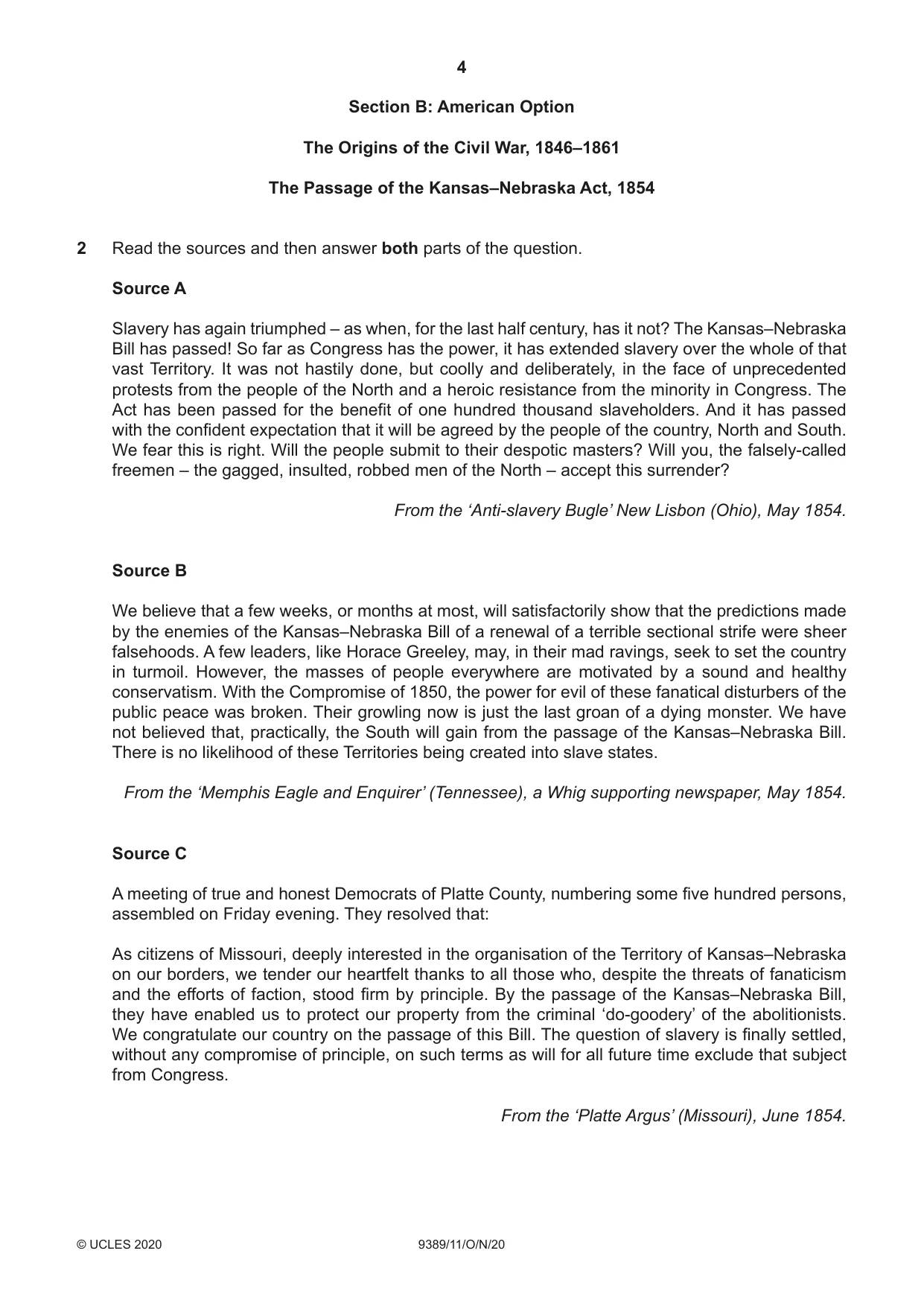Cambridge A Level History 9389 2020 Oct/Nov Paper 1 · Variant 1 question paper, page 4 of 8