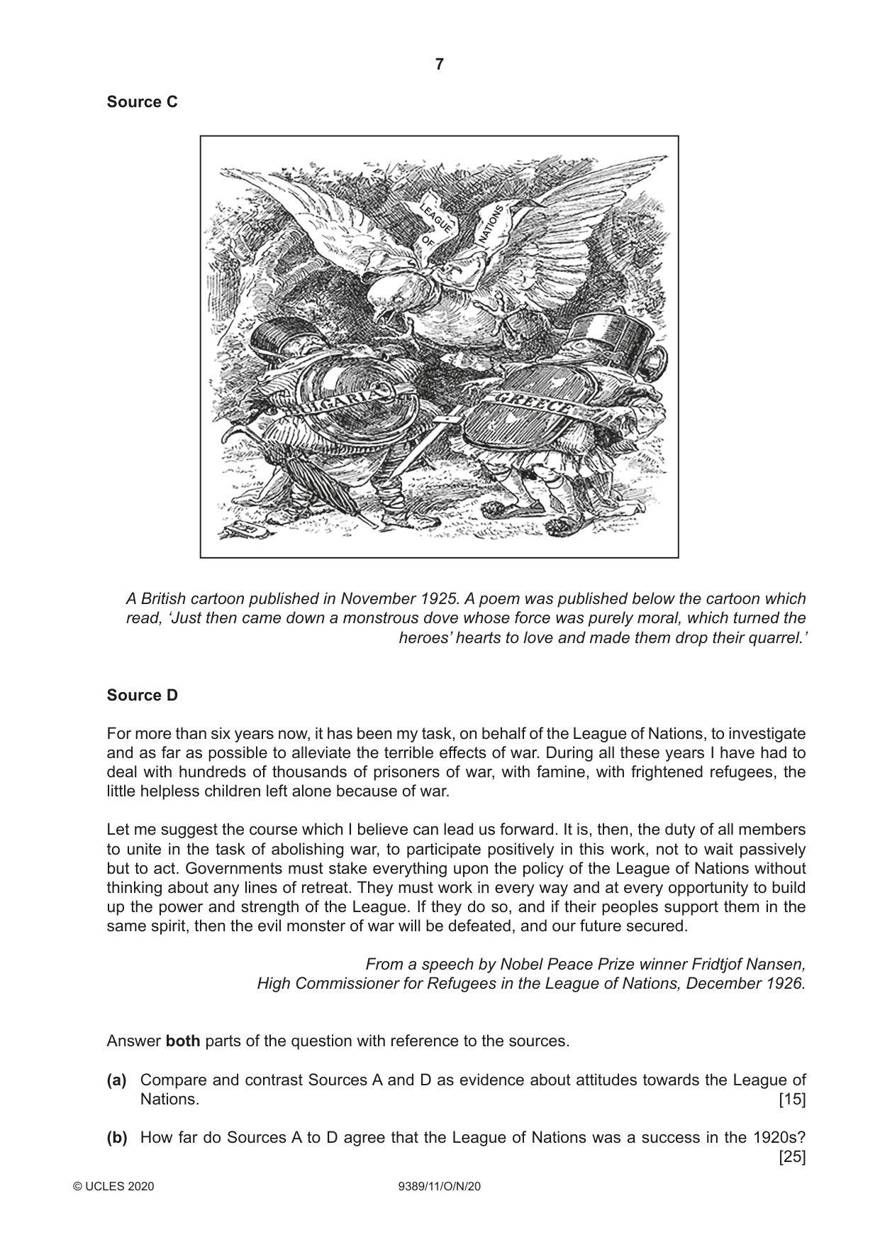 Cambridge A Level History 9389 2020 Oct/Nov Paper 1 · Variant 1 question paper, page 7 of 8