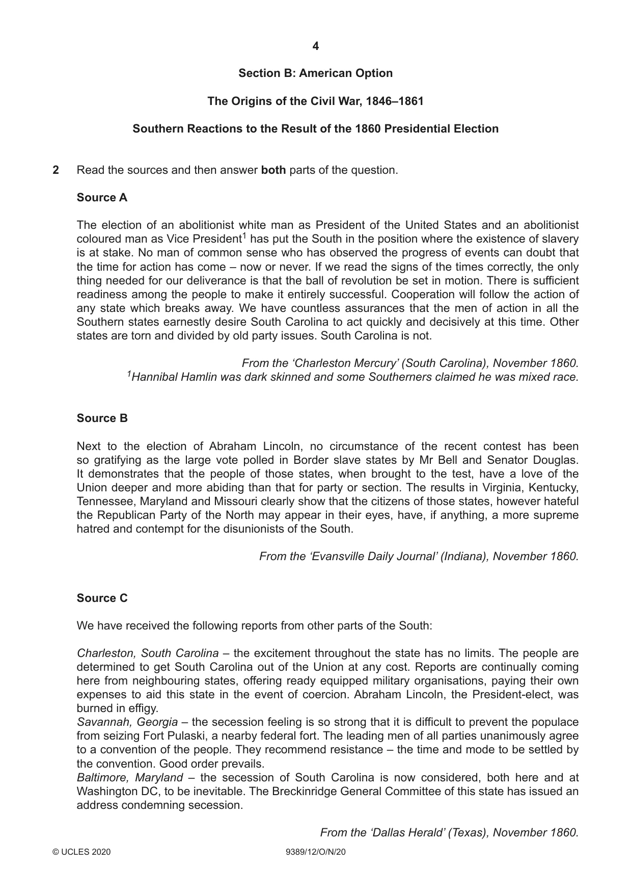 Cambridge A Level History 9389 2020 Oct/Nov Paper 1 · Variant 2 question paper, page 4 of 8