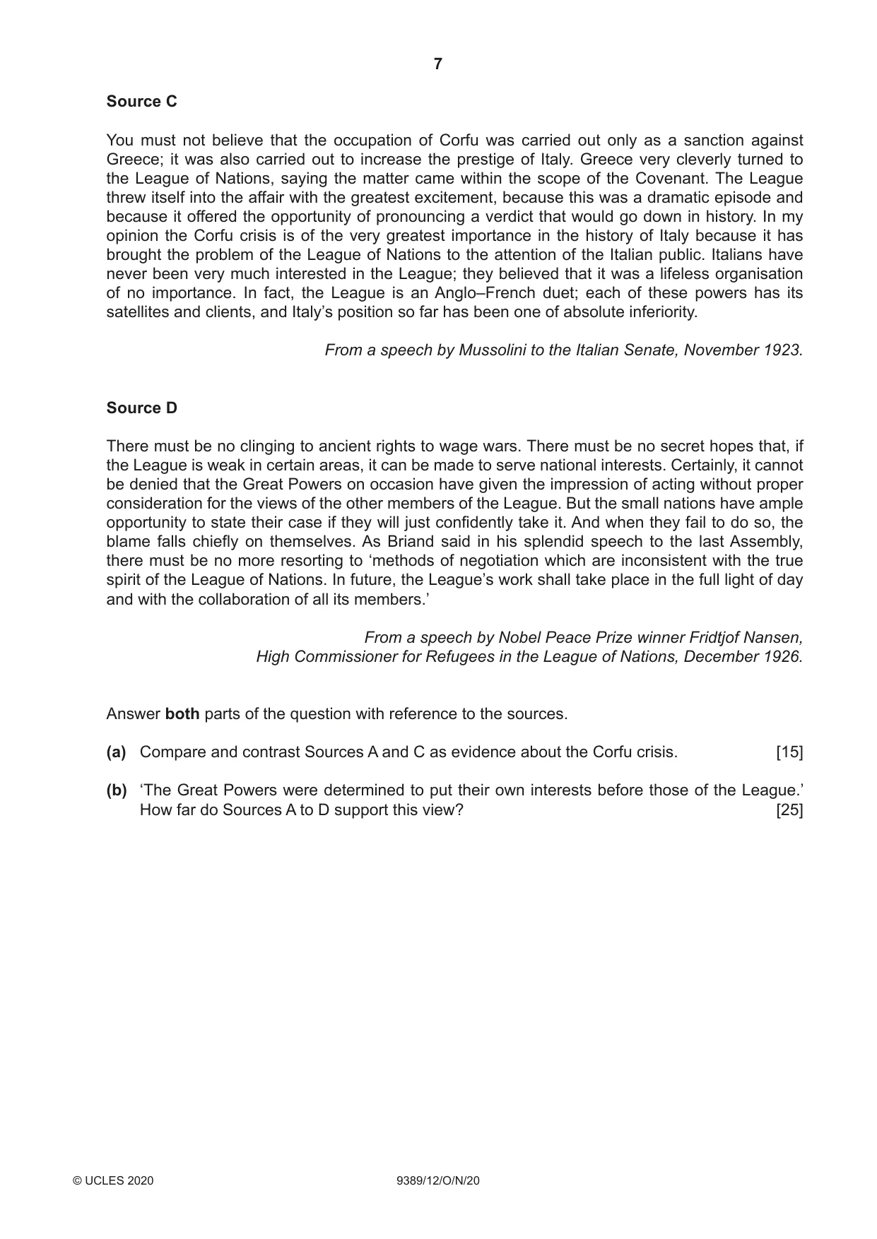 Cambridge A Level History 9389 2020 Oct/Nov Paper 1 · Variant 2 question paper, page 7 of 8