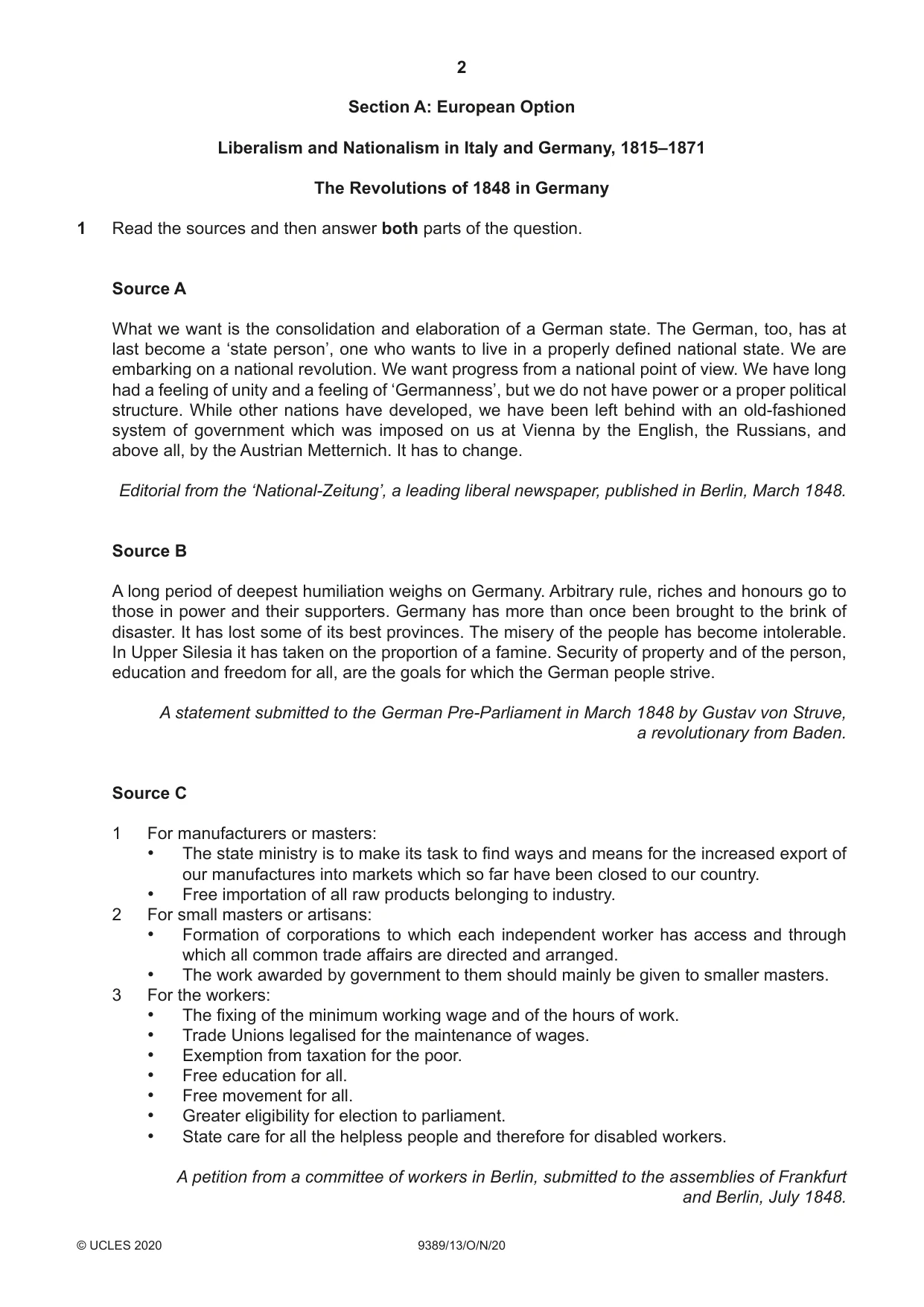 Cambridge A Level History 9389 2020 Oct/Nov Paper 1 · Variant 3 question paper, page 2 of 8