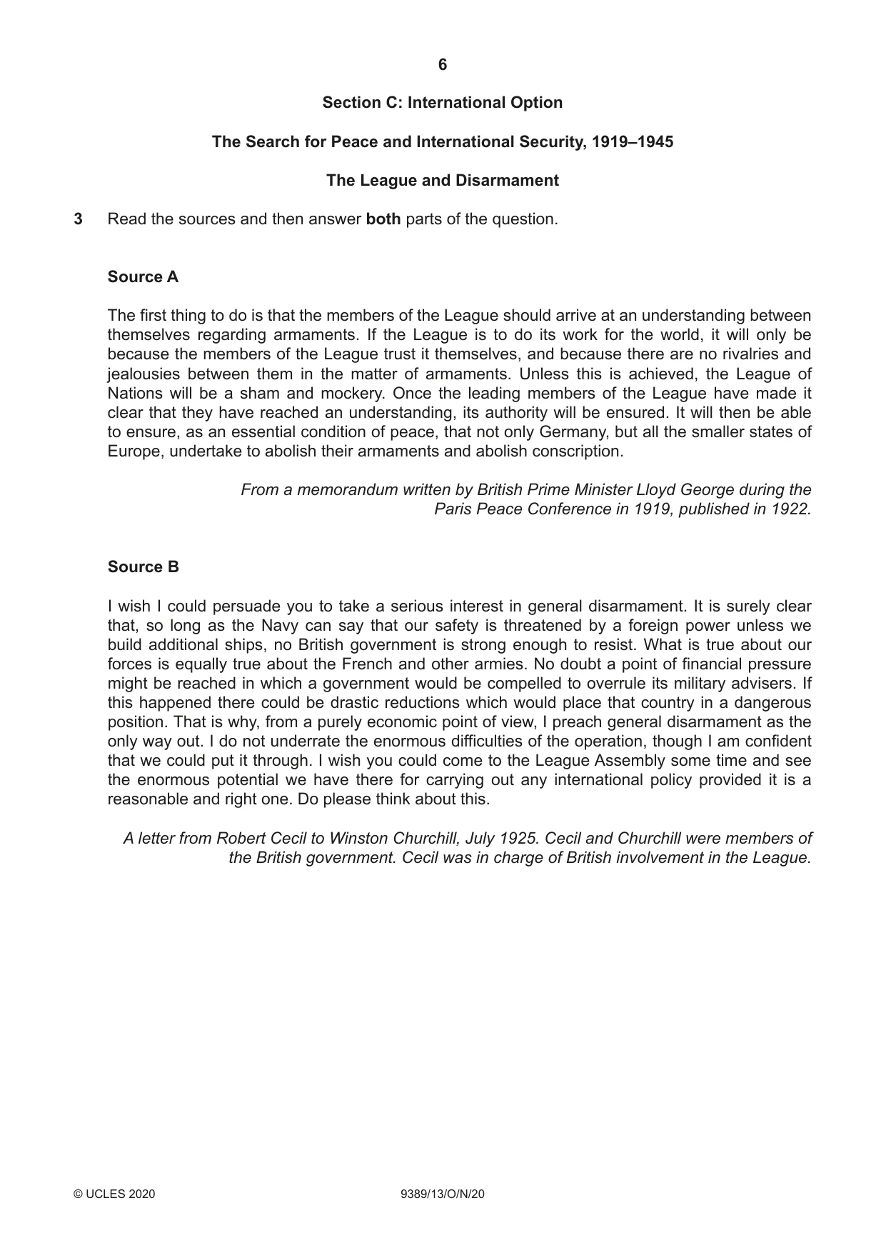 Cambridge A Level History 9389 2020 Oct/Nov Paper 1 · Variant 3 question paper, page 6 of 8