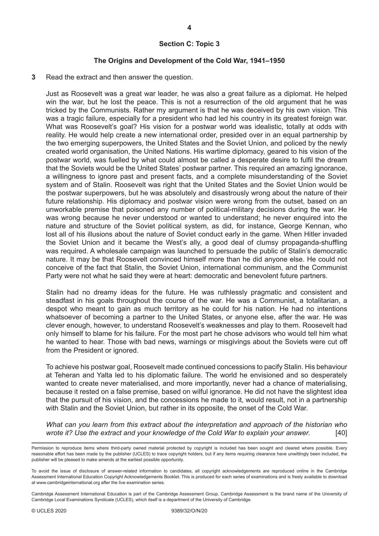Cambridge A Level History 9389 2020 Oct/Nov Paper 3 · Variant 2 question paper, page 4 of 4