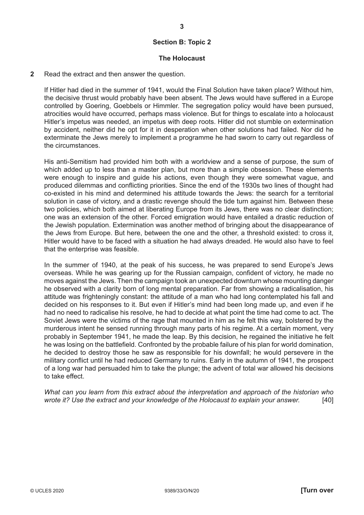 Cambridge A Level History 9389 2020 Oct/Nov Paper 3 · Variant 3 question paper, page 3 of 4