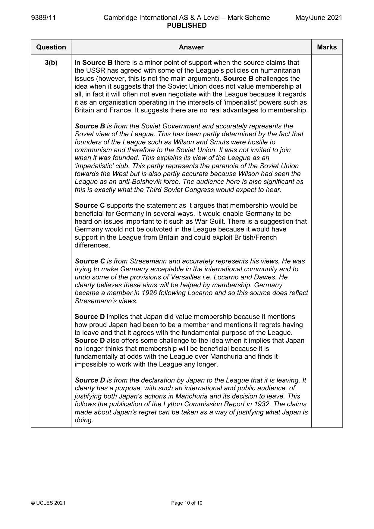 Mark scheme, page 10 of 10