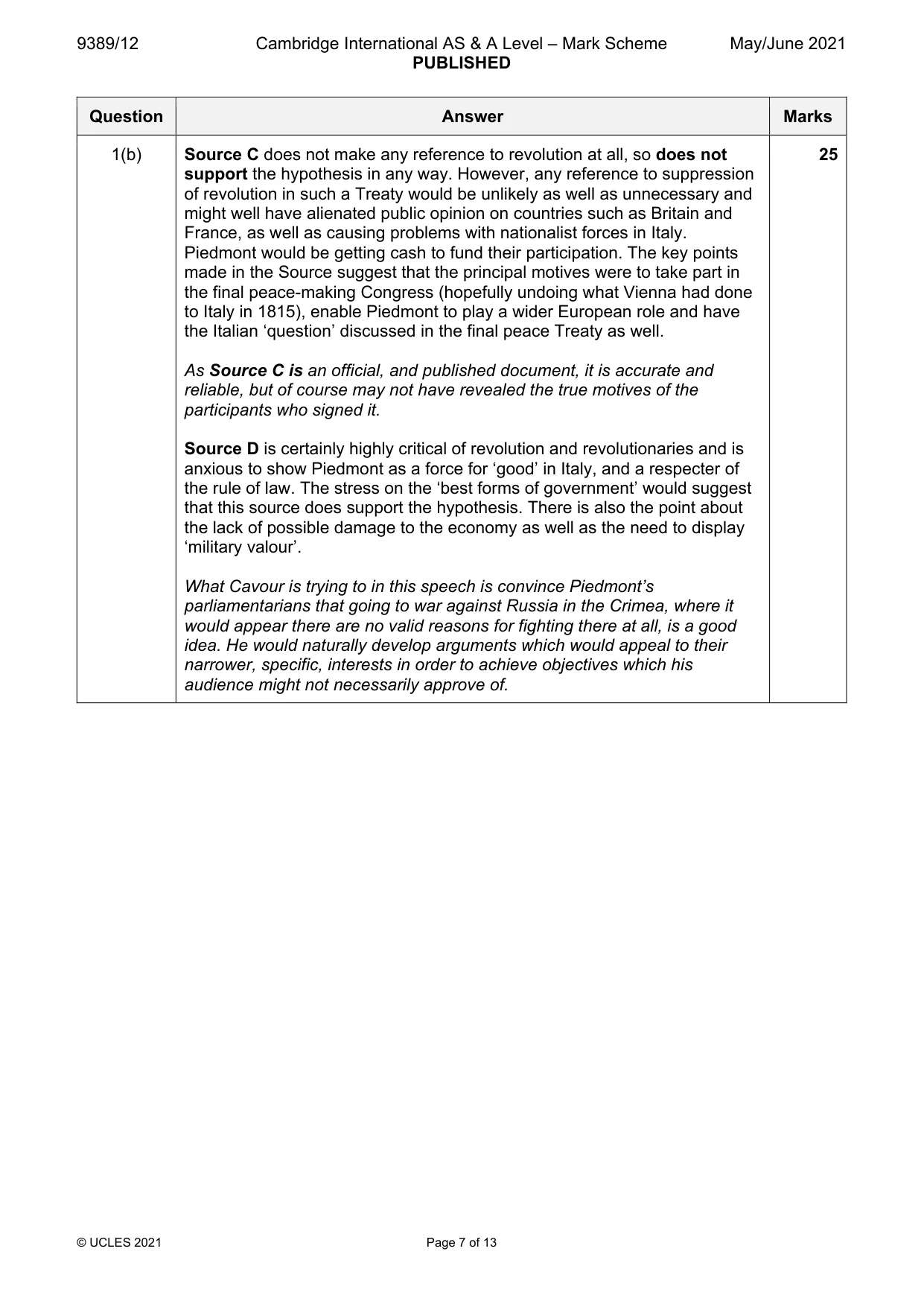 Mark scheme, page 7 of 13