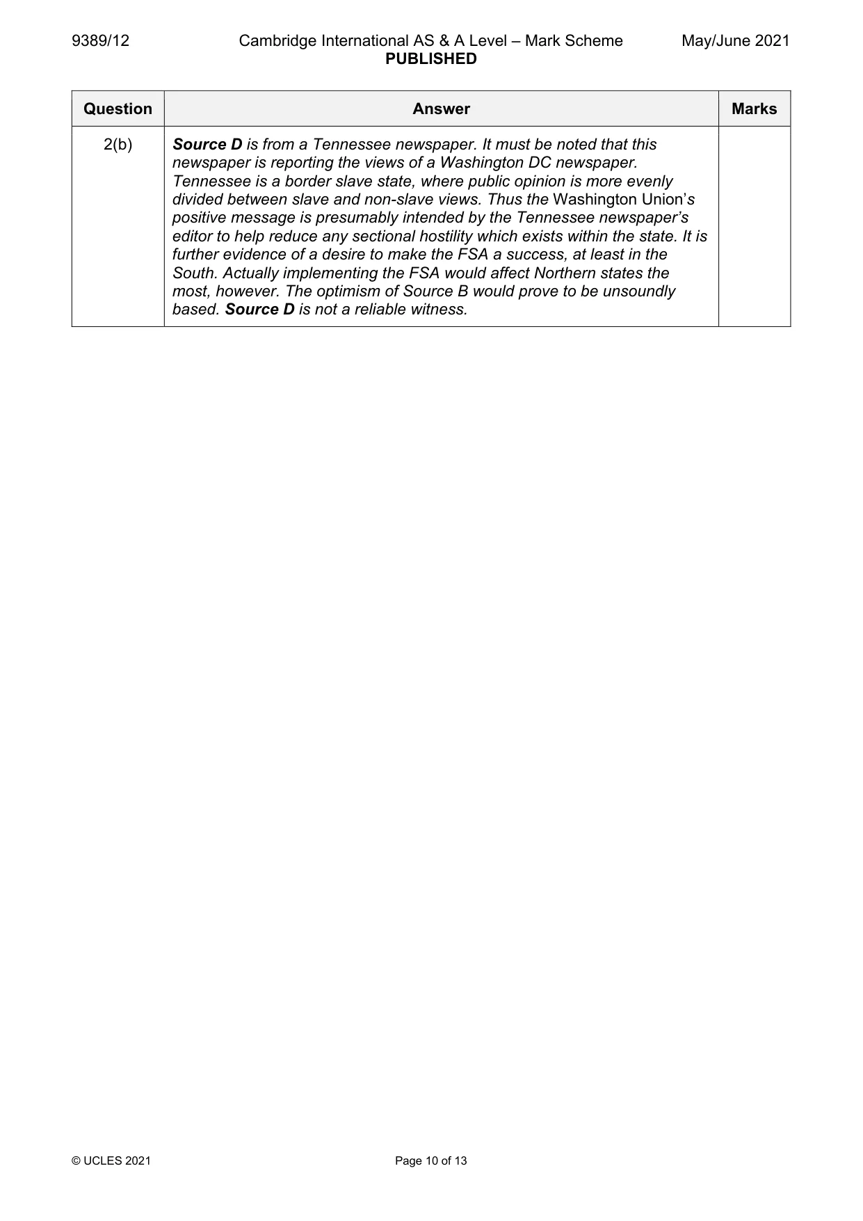 Mark scheme, page 10 of 13