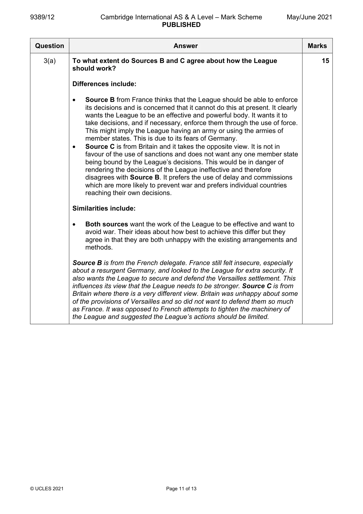 Mark scheme, page 11 of 13