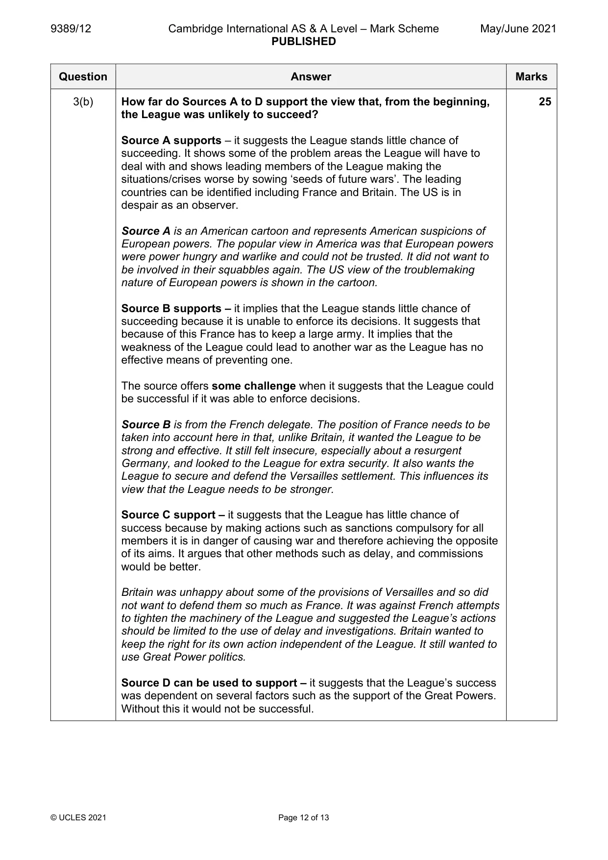 Mark scheme, page 12 of 13