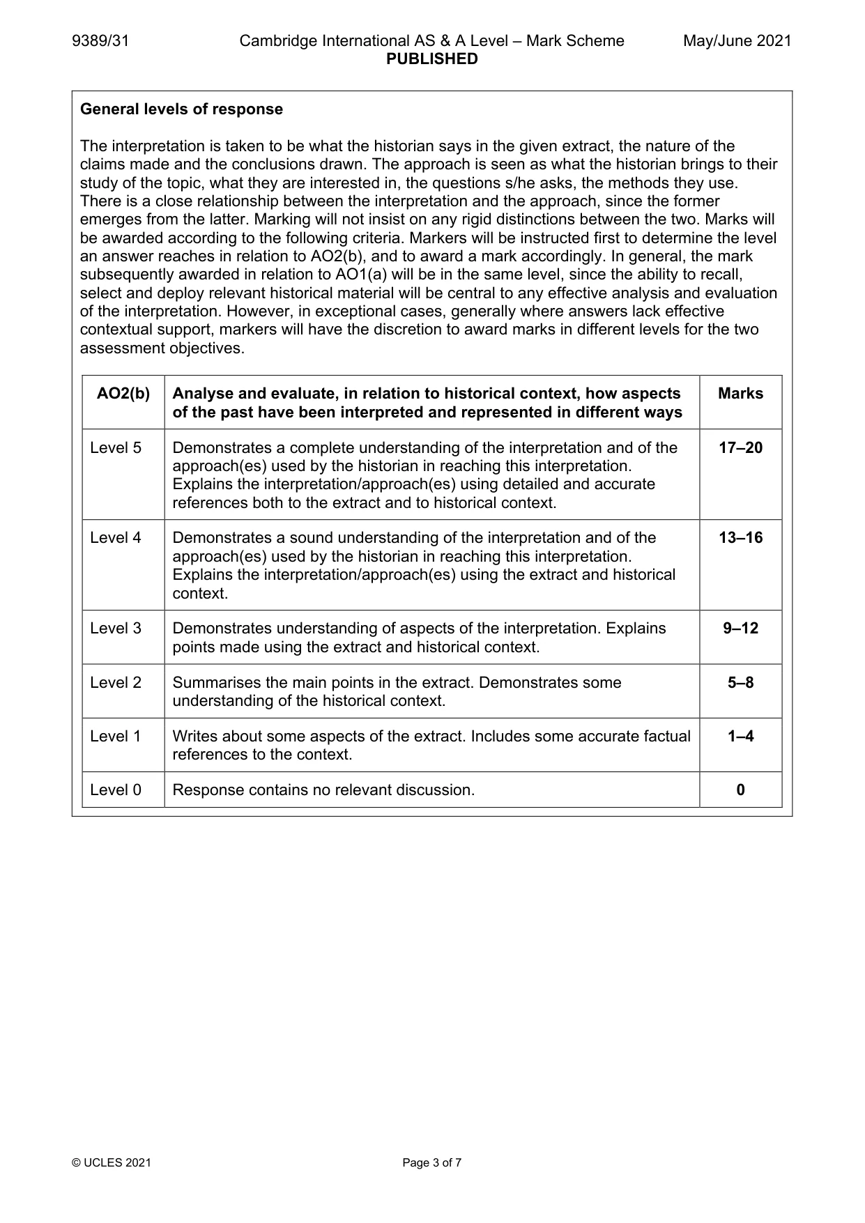 Mark scheme, page 3 of 7