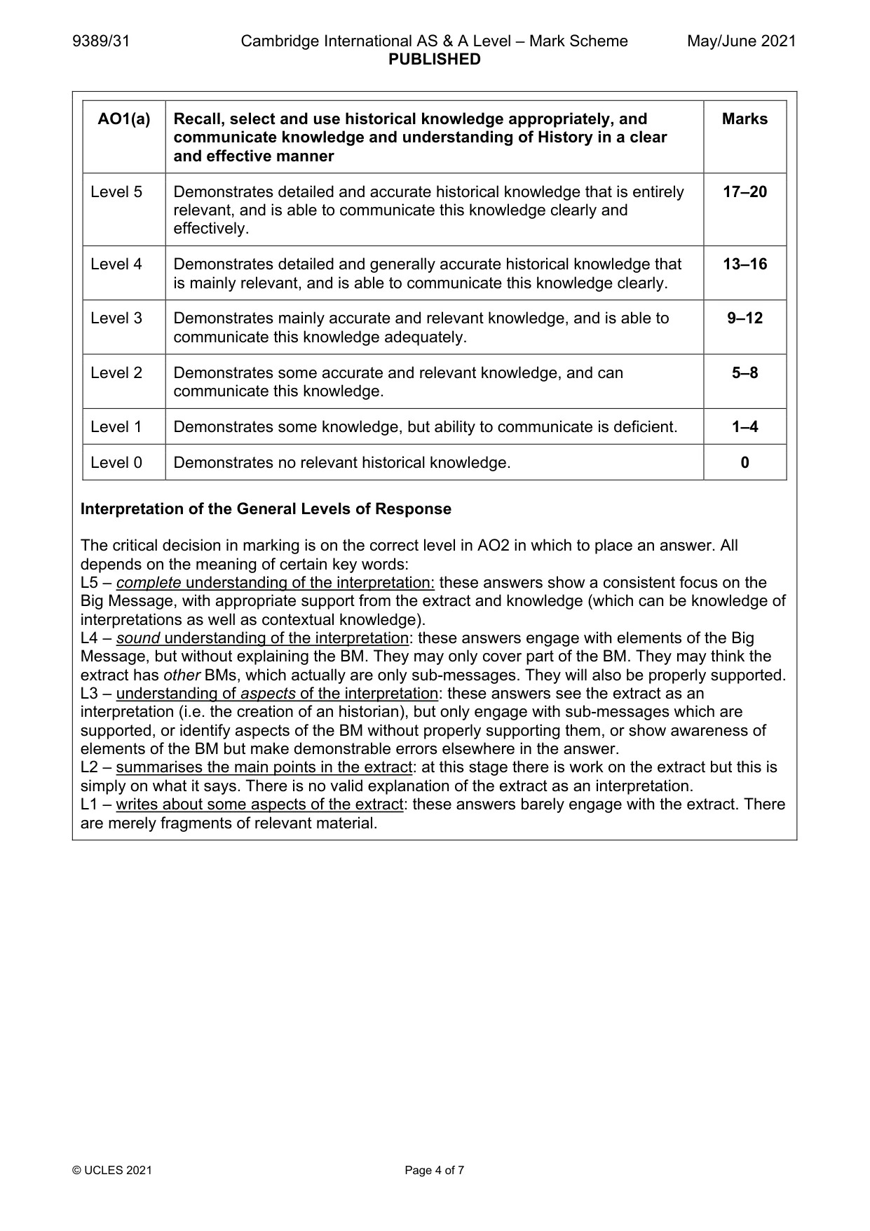 Mark scheme, page 4 of 7