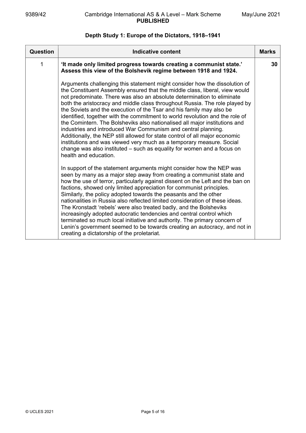 Mark scheme, page 5 of 16