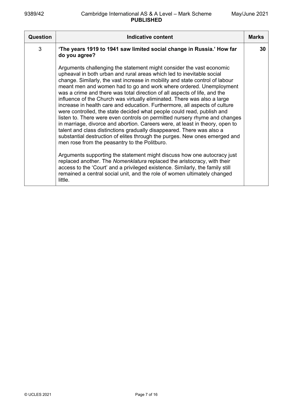 Mark scheme, page 7 of 16