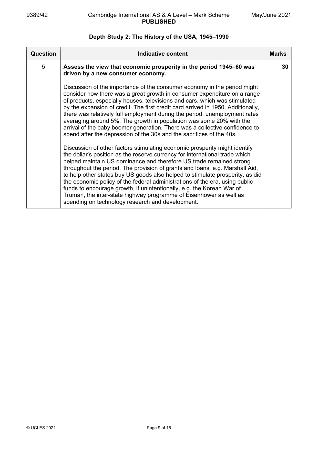 Mark scheme, page 9 of 16