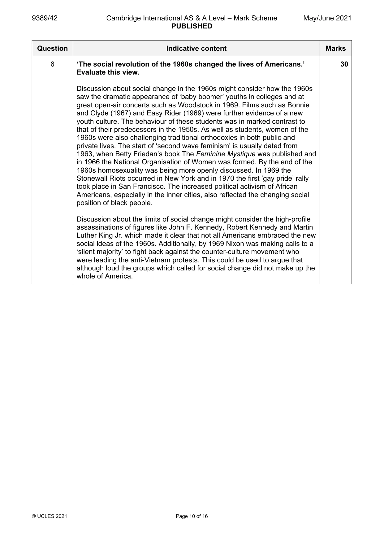 Mark scheme, page 10 of 16