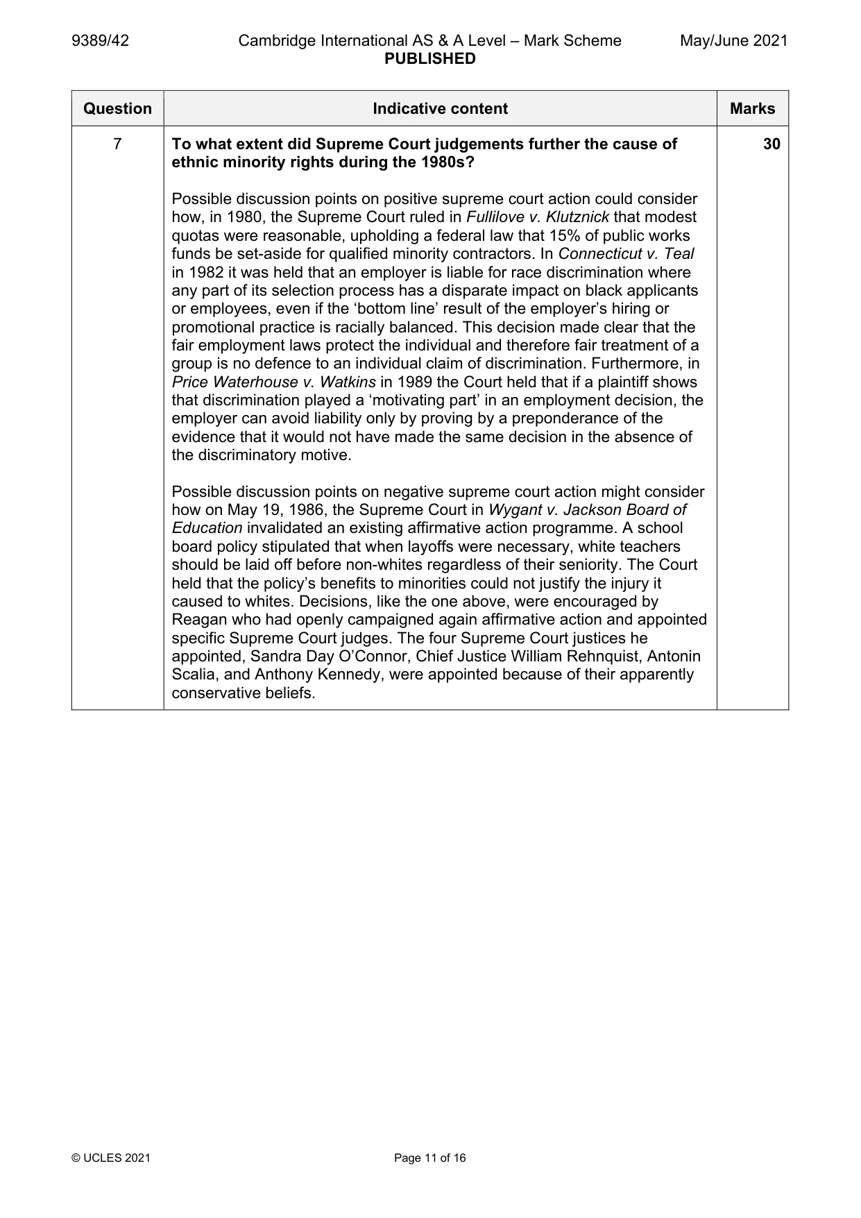 Mark scheme, page 11 of 16