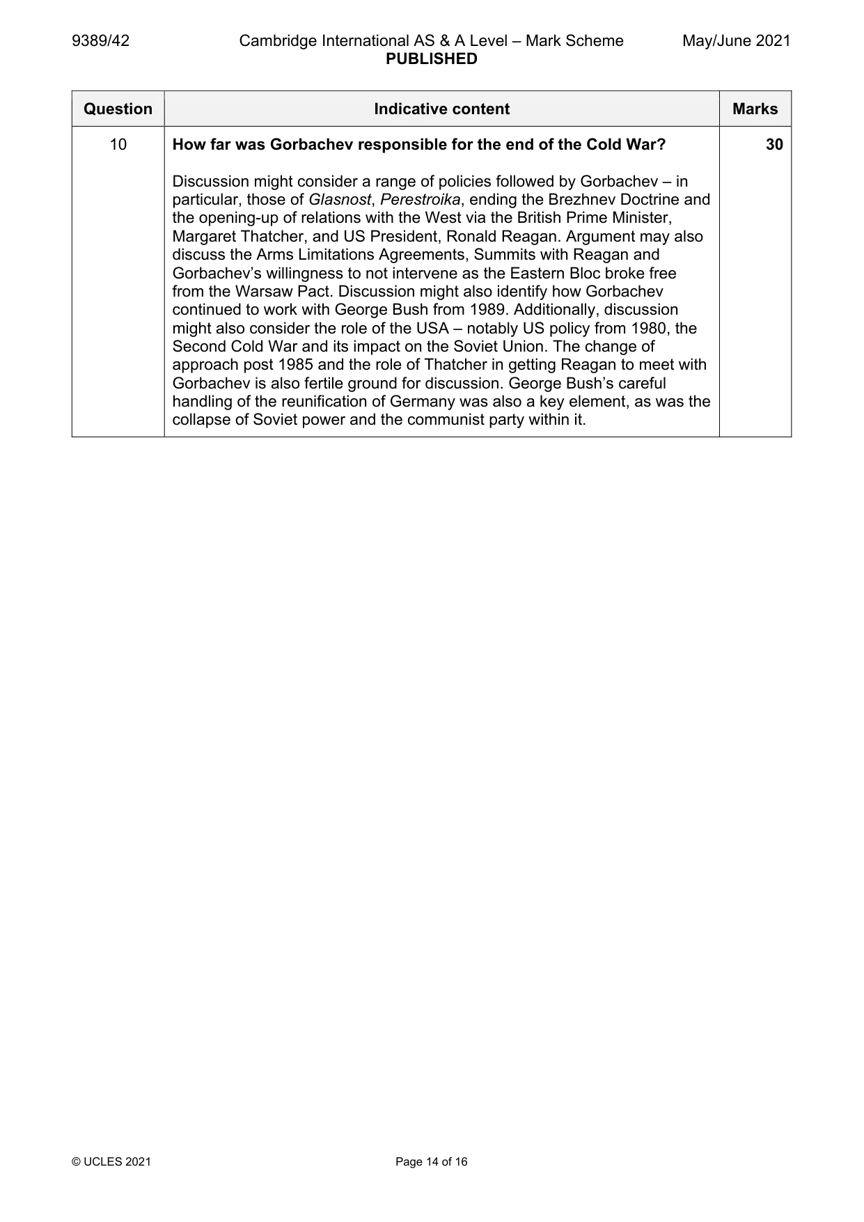 Mark scheme, page 14 of 16