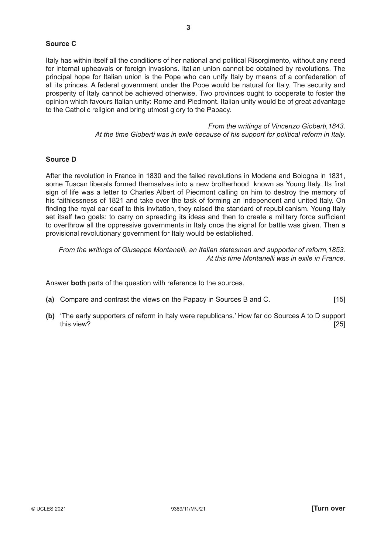Cambridge A Level History 9389 2021 May/June Paper 1 · Variant 1 question paper, page 3 of 8