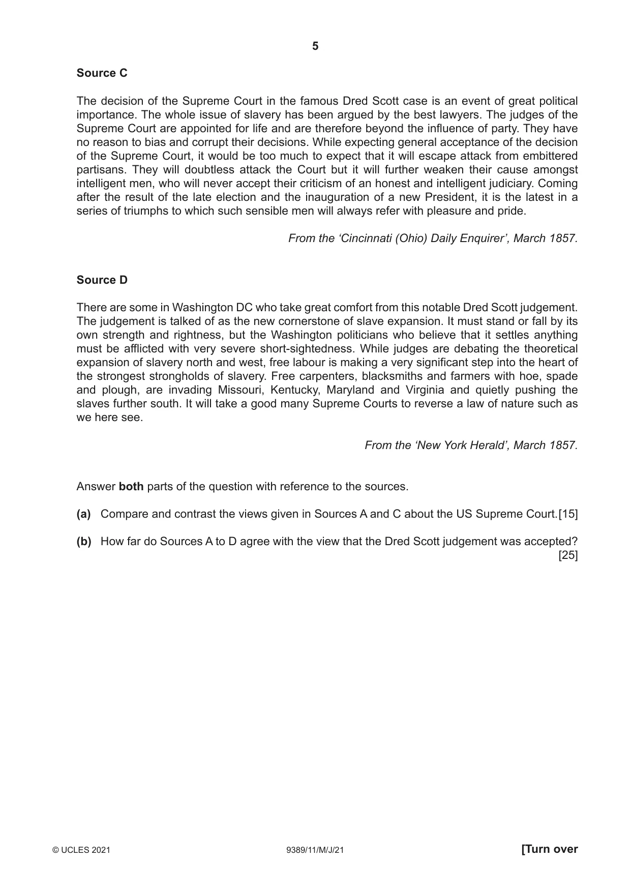 Cambridge A Level History 9389 2021 May/June Paper 1 · Variant 1 question paper, page 5 of 8