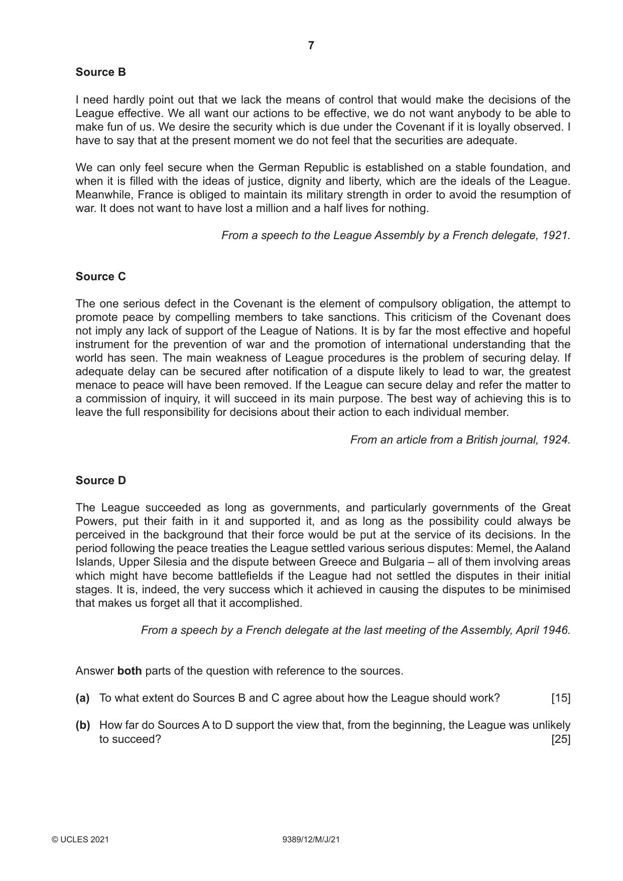 Cambridge A Level History 9389 2021 May/June Paper 1 · Variant 2 question paper, page 7 of 8