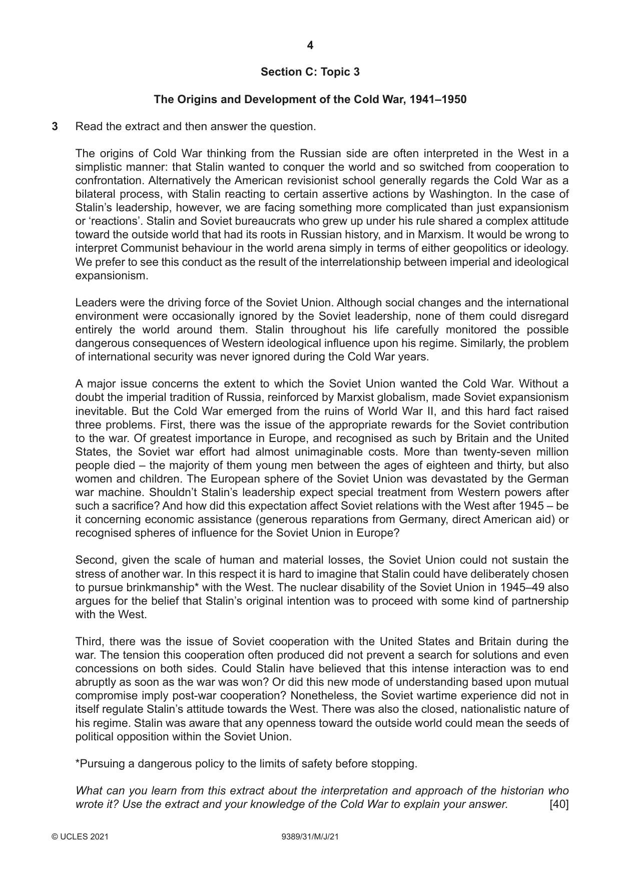 Cambridge A Level History 9389 2021 May/June Paper 3 · Variant 1 question paper, page 4 of 8