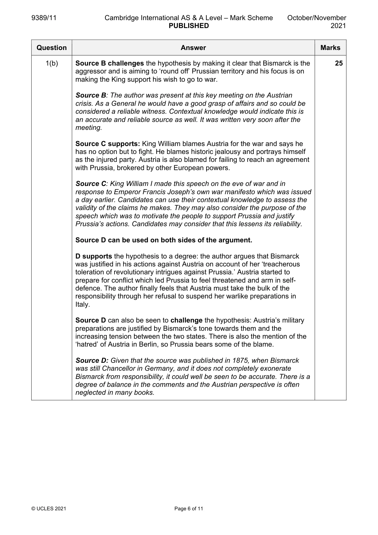 Mark scheme, page 6 of 11