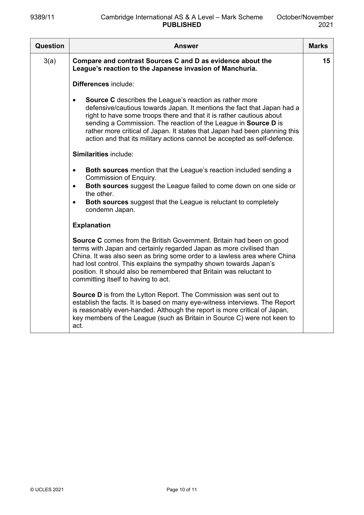 Mark scheme, page 10 of 11