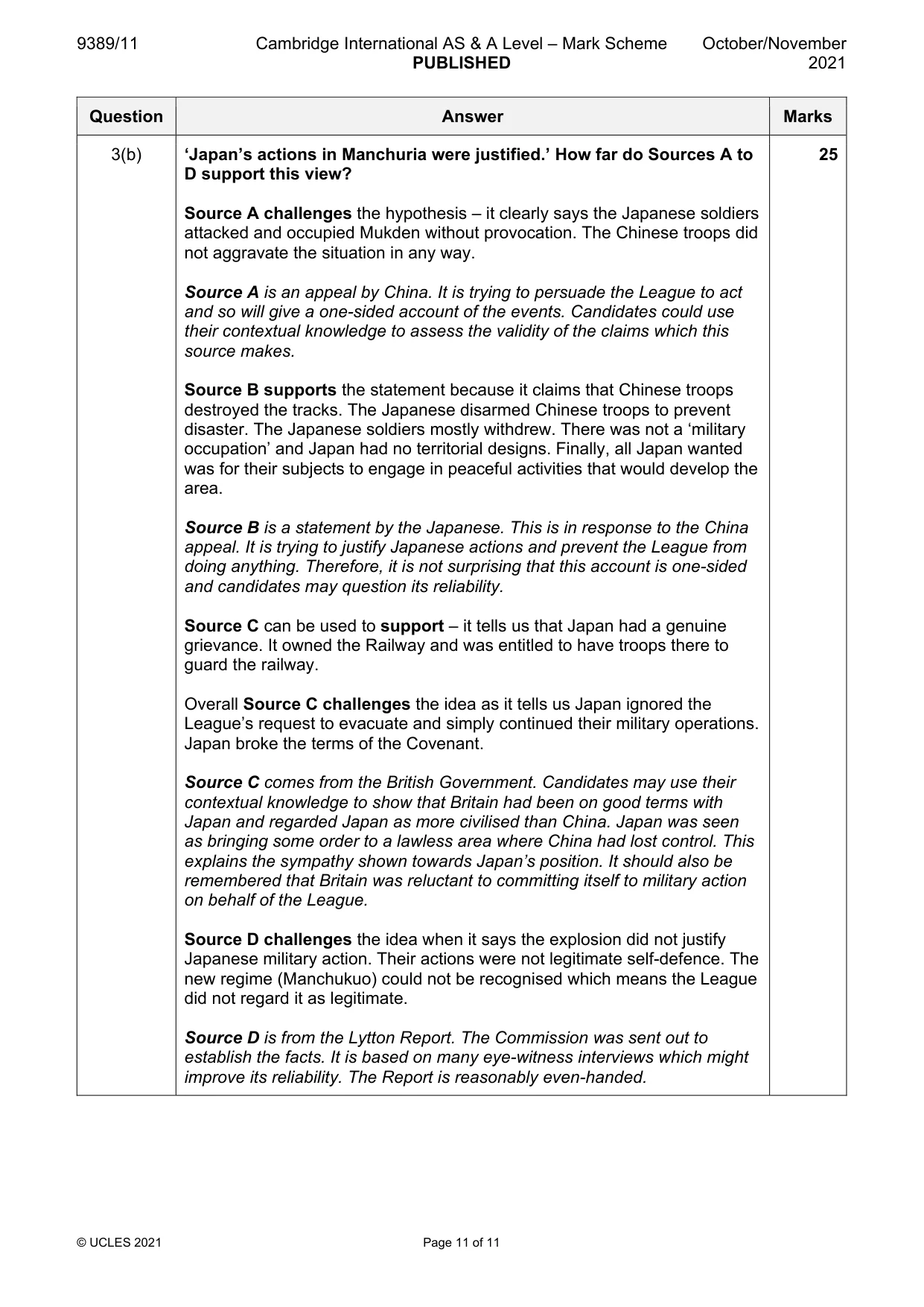 Mark scheme, page 11 of 11