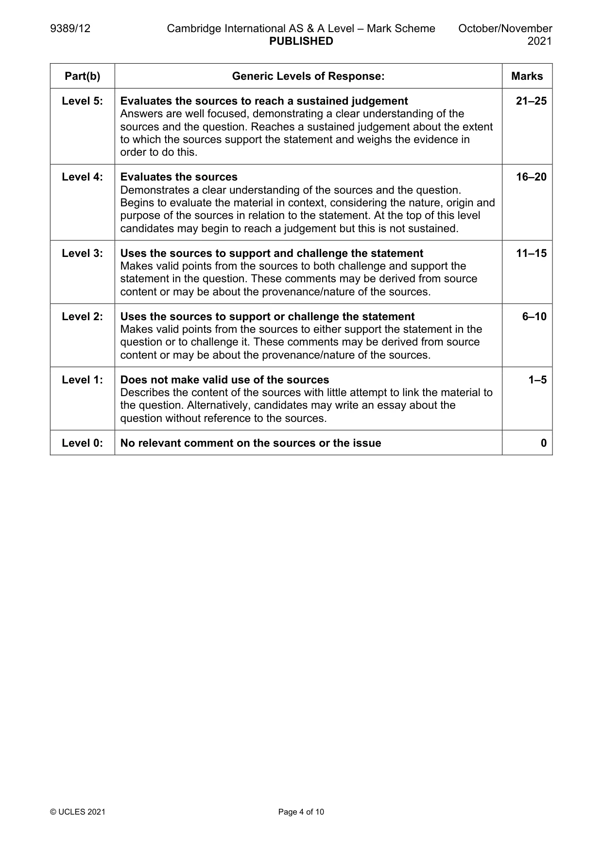 Mark scheme, page 4 of 10