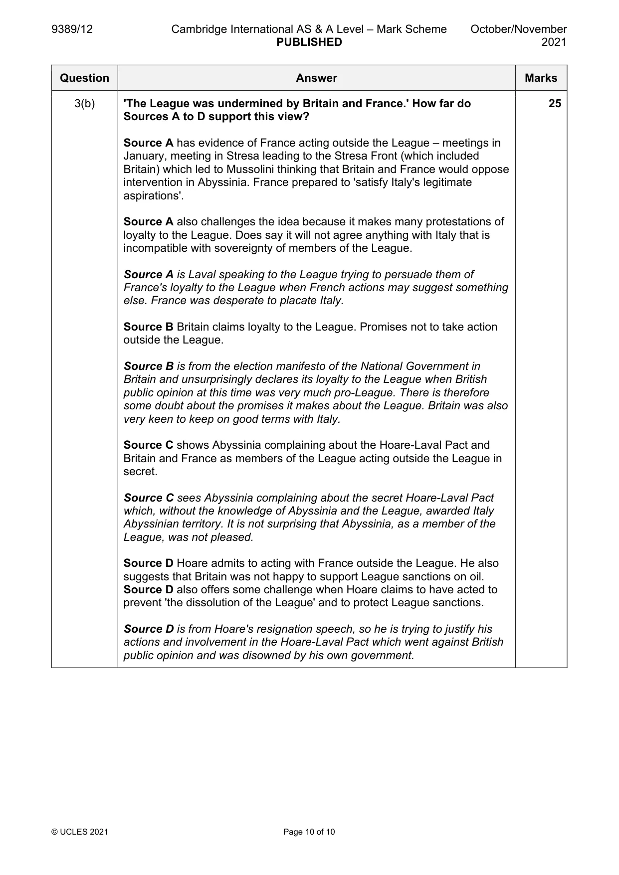 Mark scheme, page 10 of 10