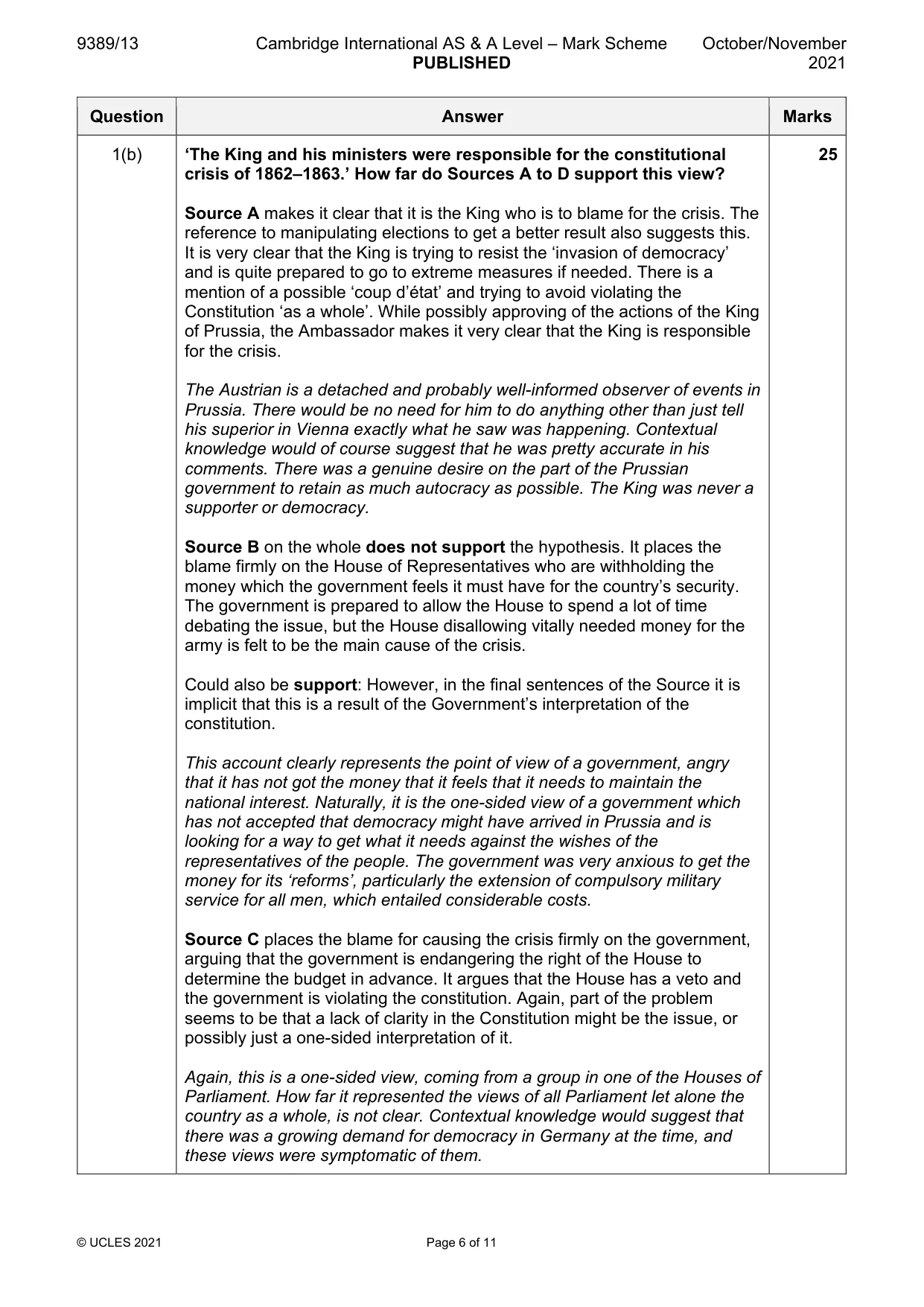 Mark scheme, page 6 of 11
