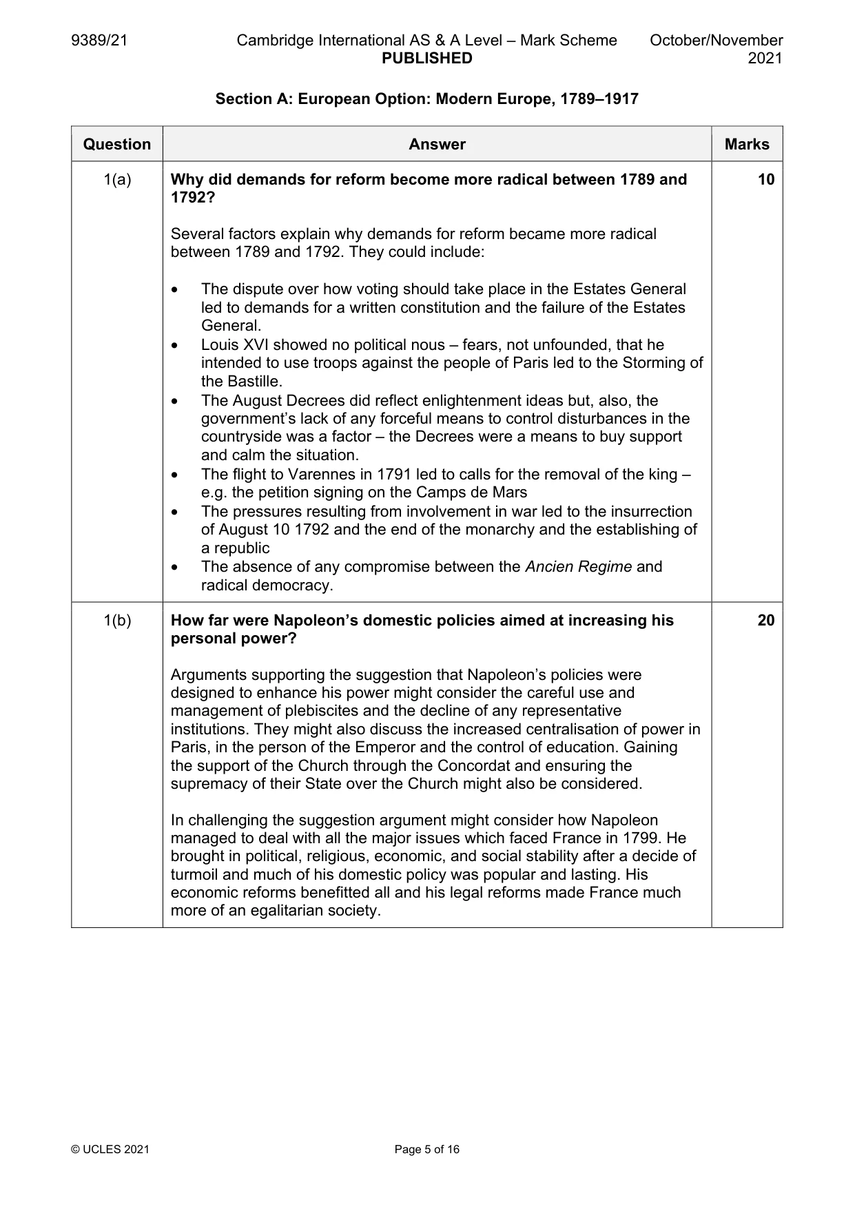 Mark scheme, page 5 of 16