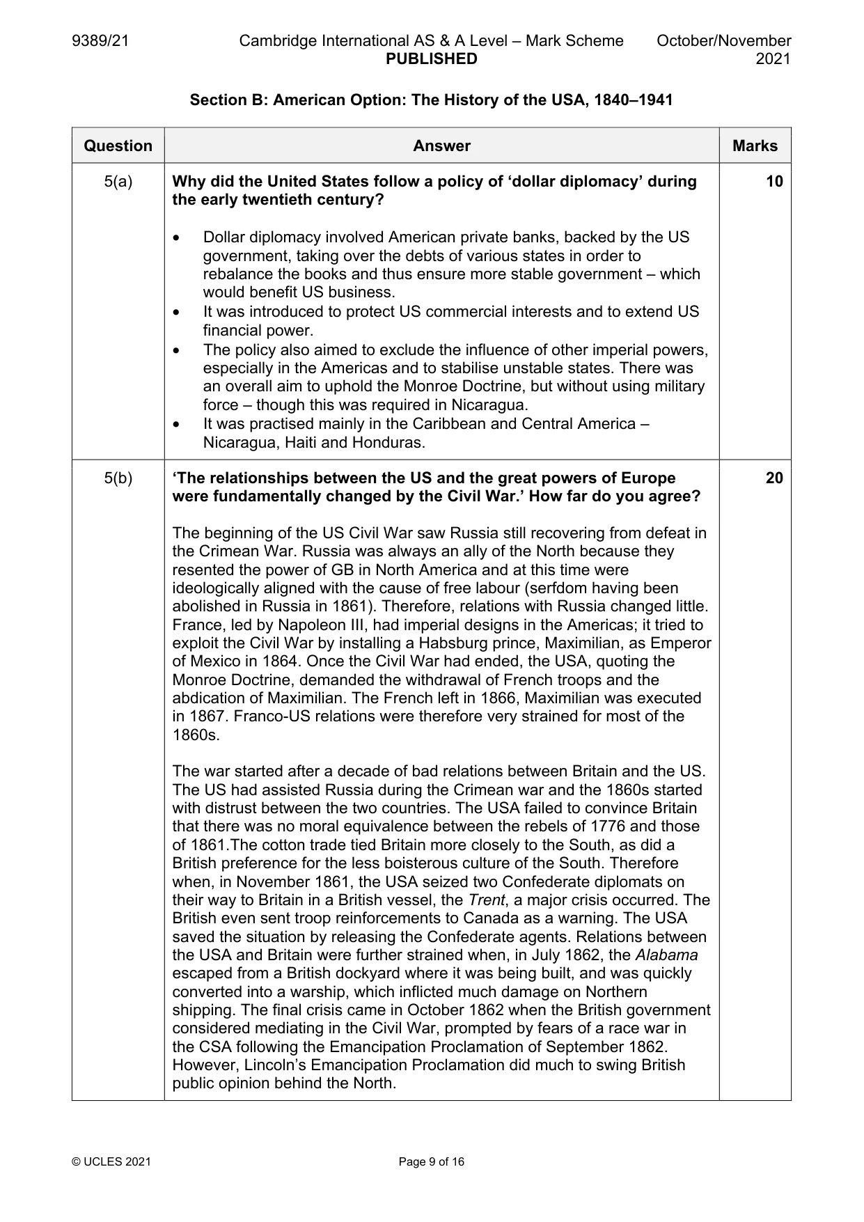 Mark scheme, page 9 of 16