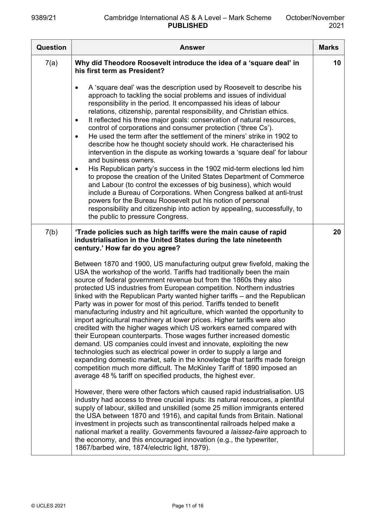 Mark scheme, page 11 of 16