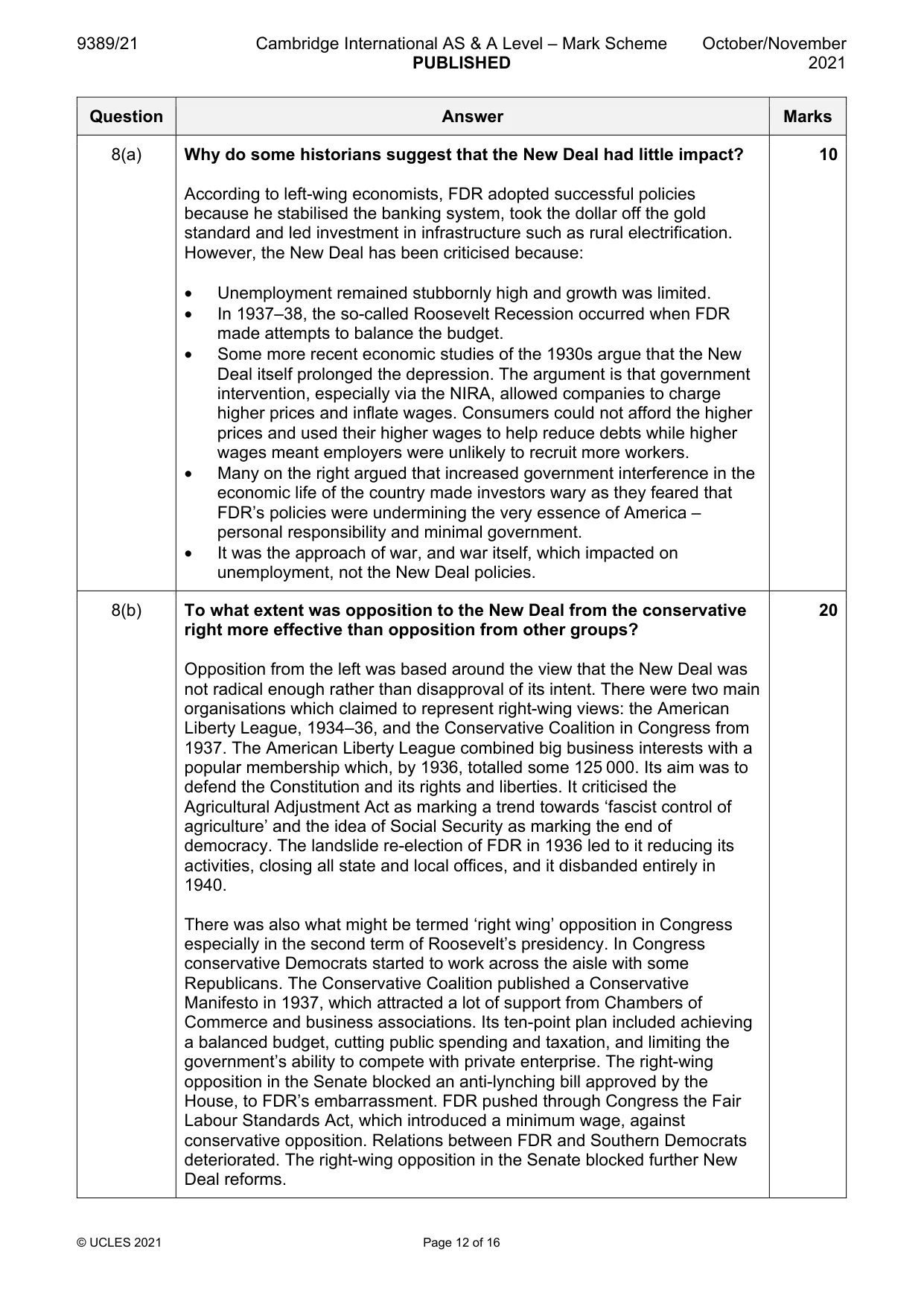 Mark scheme, page 12 of 16