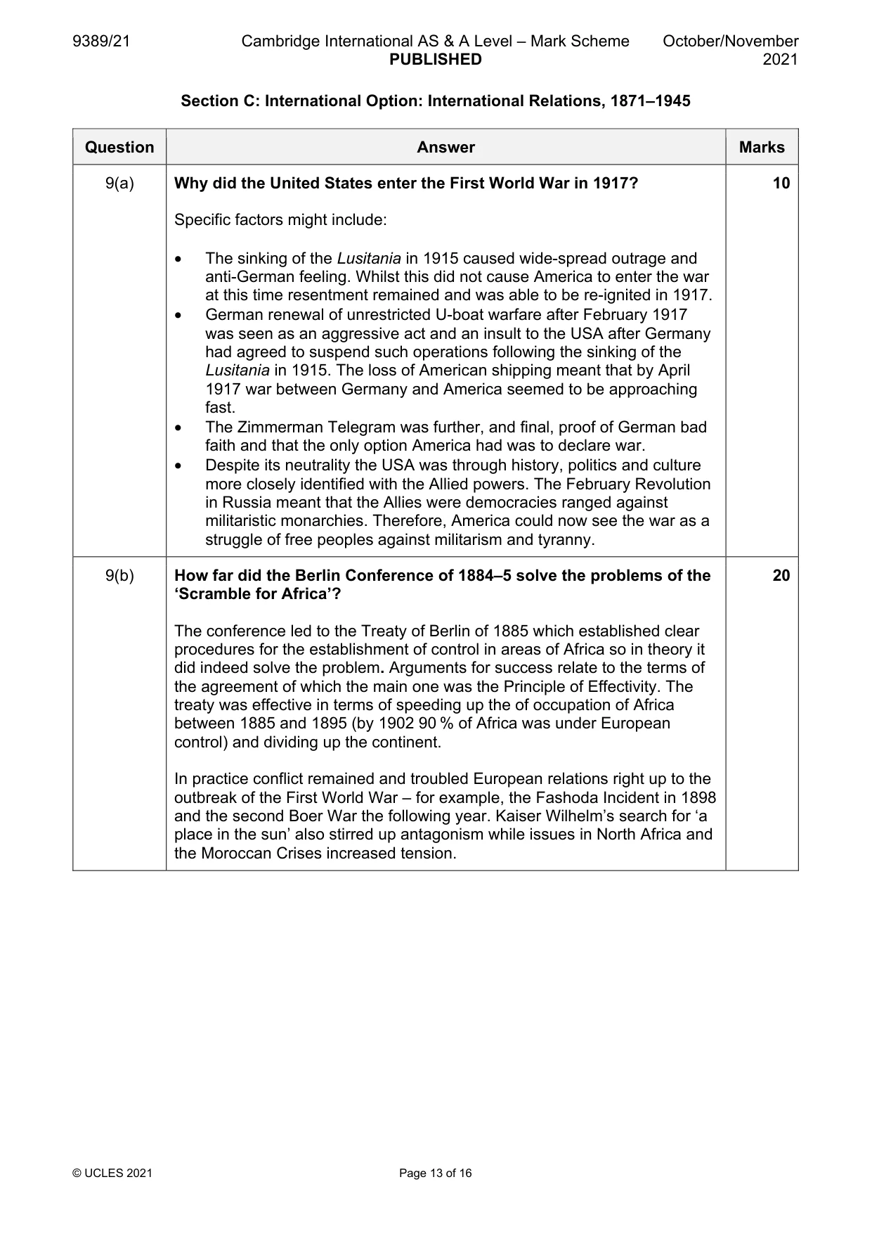 Mark scheme, page 13 of 16