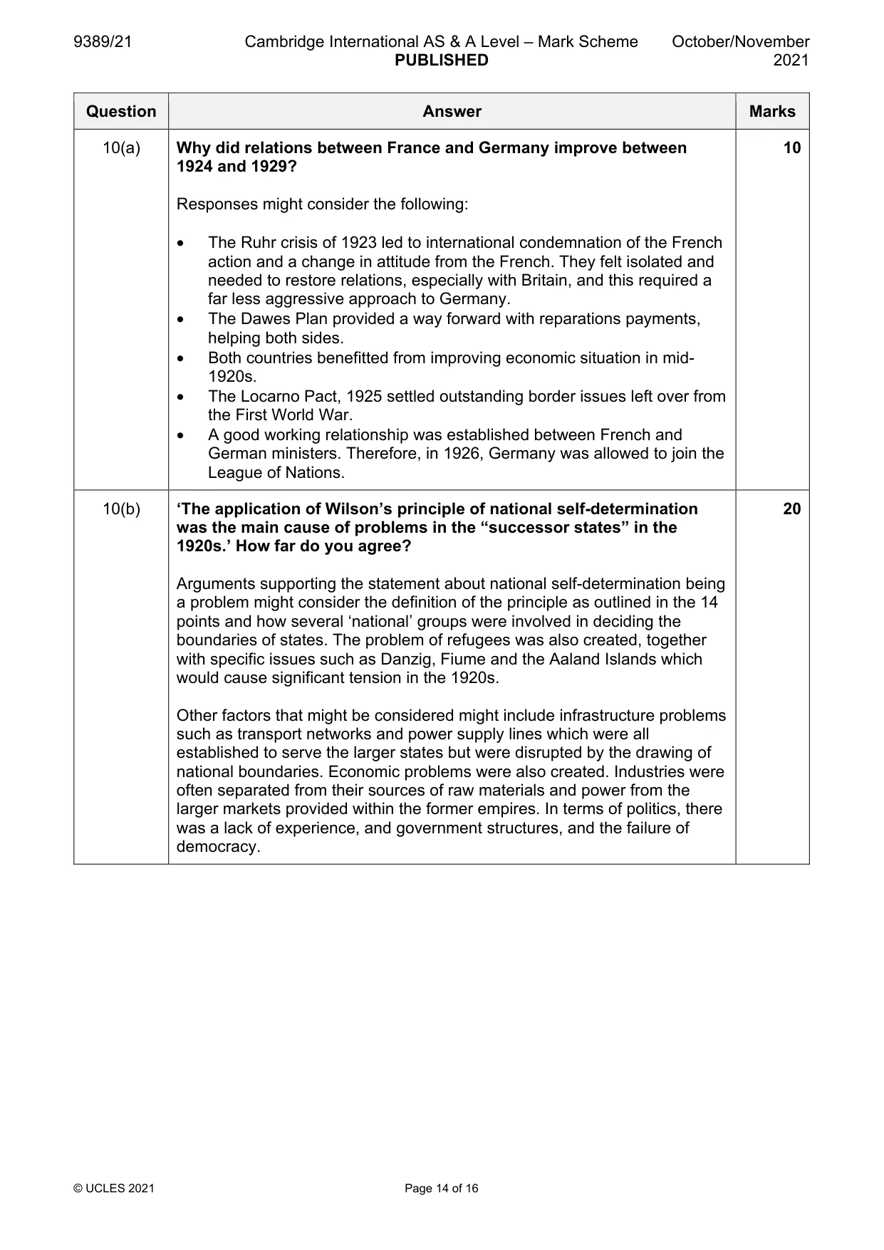 Mark scheme, page 14 of 16