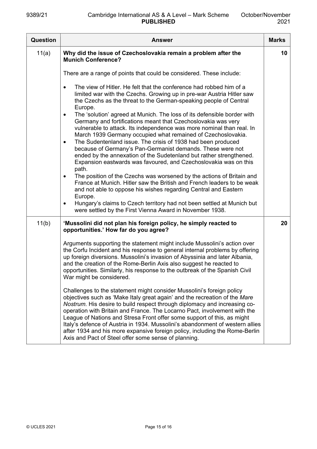 Mark scheme, page 15 of 16