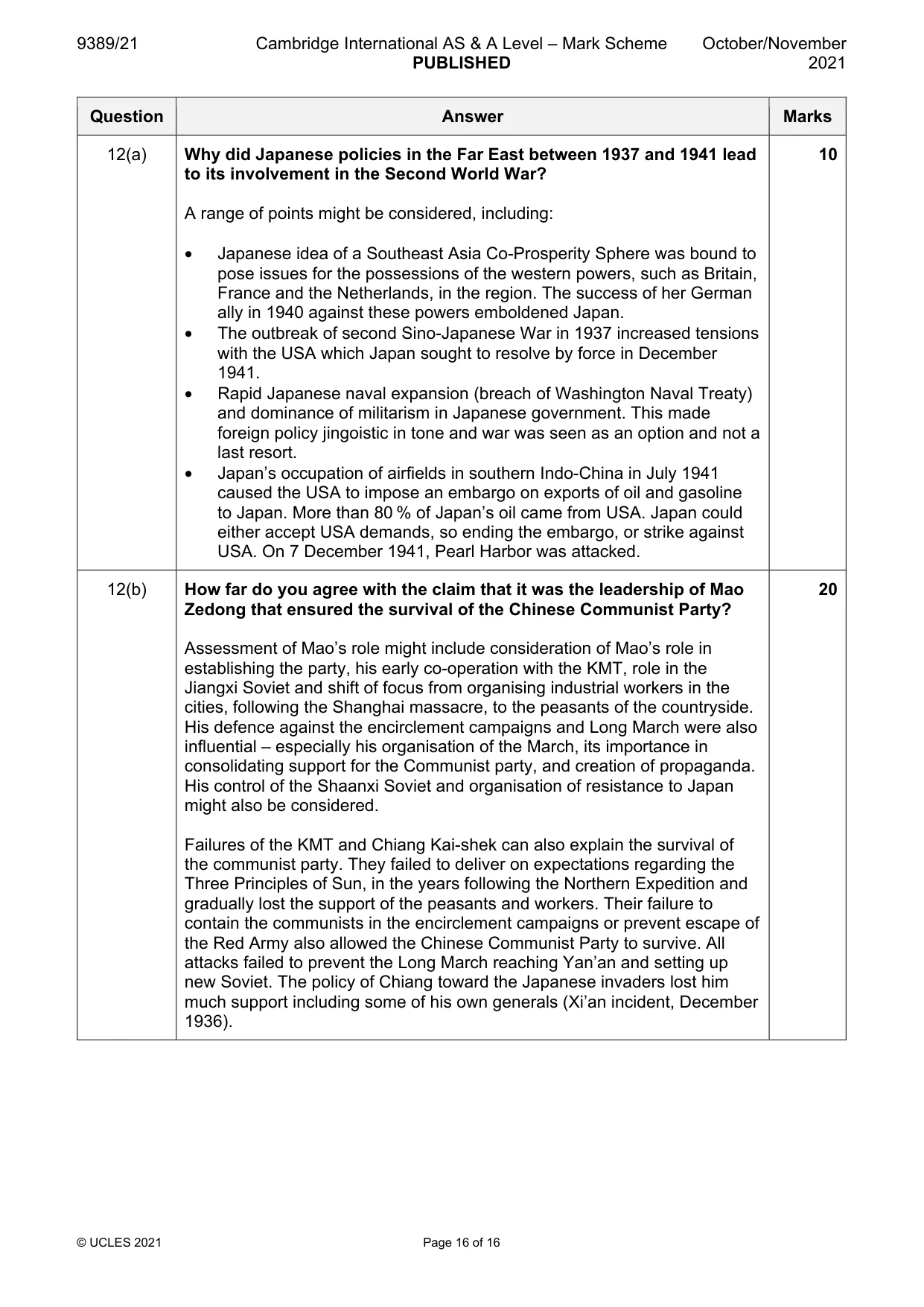 Mark scheme, page 16 of 16