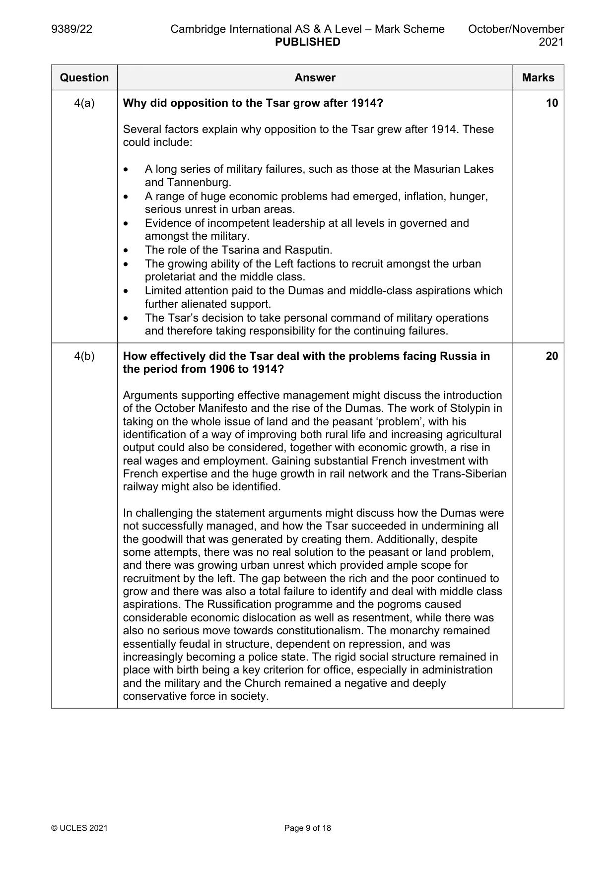 Mark scheme, page 9 of 18