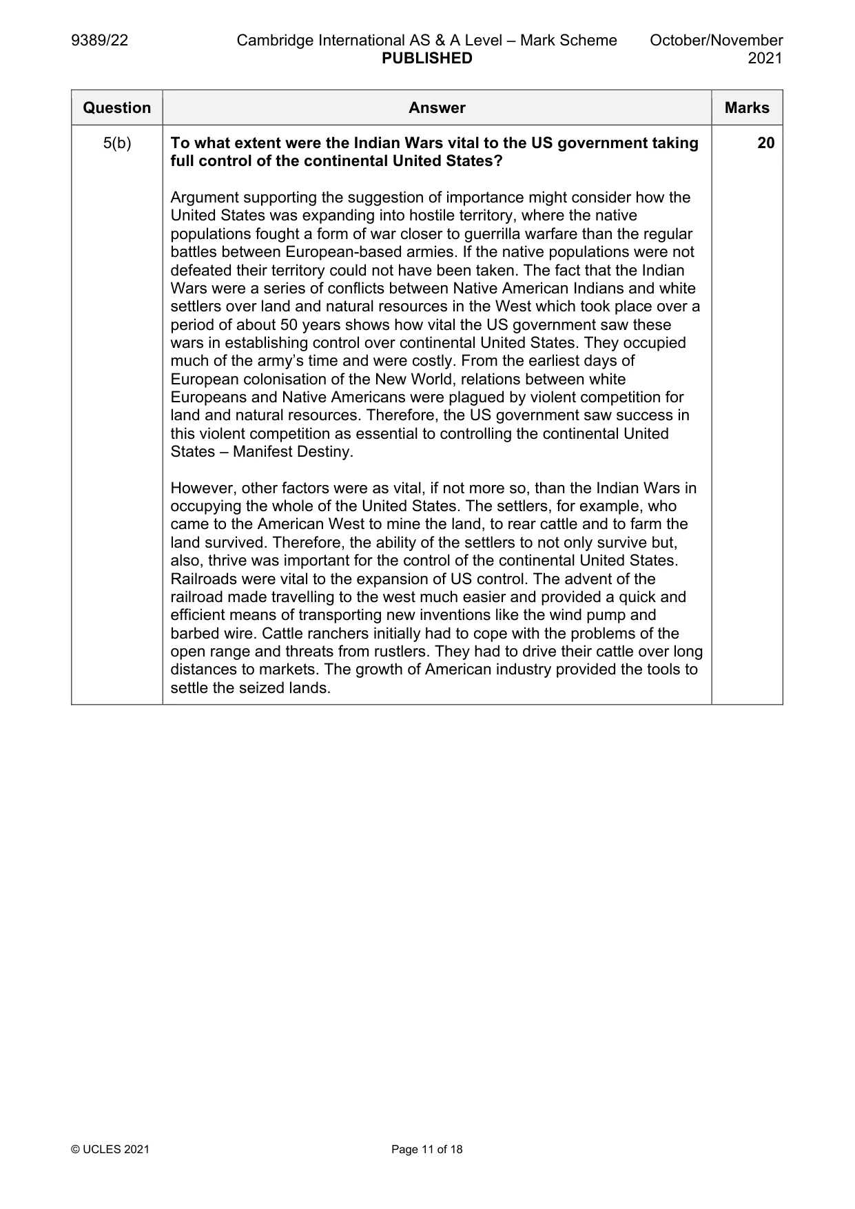 Mark scheme, page 11 of 18